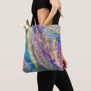 Kleurrijke Stippen Alcohol Ink Liquid Abstract Art Tote Bag