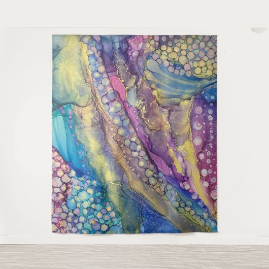 Kleurrijke Stippen Alcohol Ink Liquid Abstract Art Wandkleed (Voorkant)