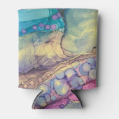 Kleurrijke Stippen Alcohol Ink Vloeibaar Abstract  Blikjeskoeler (Voorkant)