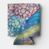 Kleurrijke Stippen Alcohol Ink Vloeibaar Abstract  Blikjeskoeler (Voorkant)