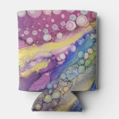 Kleurrijke Stippen Alcohol Ink Vloeibaar Abstract  Blikjeskoeler (Achterkant)