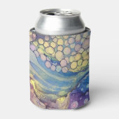 Kleurrijke Stippen Alcohol Ink Vloeibaar Abstract  Blikjeskoeler (Blikje Voorkant)