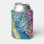 Kleurrijke Stippen Alcohol Ink Vloeibaar Abstract  Blikjeskoeler (Blikje Achterkant)