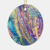 Kleurrijke Stippen Alcohol Ink Vloeibaar Abstract Keramisch Ornament (Links)