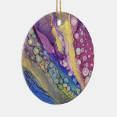 Kleurrijke Stippen Alcohol Ink Vloeibaar Abstract  Keramisch Ornament (Rechts)