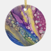 Kleurrijke Stippen Alcohol Ink Vloeibaar Abstract  Keramisch Ornament (Voorkant)