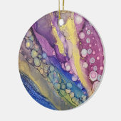 Kleurrijke Stippen Alcohol Ink Vloeibaar Abstract  Keramisch Ornament (Links)