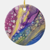 Kleurrijke Stippen Alcohol Ink Vloeibaar Abstract  Keramisch Ornament (Achterkant)