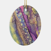 Kleurrijke Stippen Alcohol Ink Vloeibaar Abstract Keramisch Ornament (Rechts)