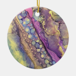Kleurrijke Stippen Alcohol Ink Vloeibaar Abstract  Keramisch Ornament