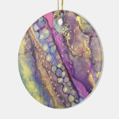 Kleurrijke Stippen Alcohol Ink Vloeibaar Abstract Keramisch Ornament (Links)