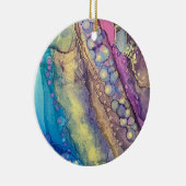 Kleurrijke Stippen Alcohol Ink Vloeibaar Abstract Keramisch Ornament (Rechts)