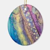 Kleurrijke Stippen Alcohol Ink Vloeibaar Abstract Keramisch Ornament (Links)