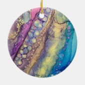 Kleurrijke Stippen Alcohol Ink Vloeibaar Abstract Keramisch Ornament (Achterkant)