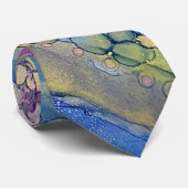 Kleurrijke Stippen Alcohol Ink Vloeibaar Abstract Stropdas (Opgerold)