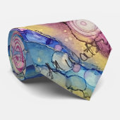 Kleurrijke Stippen Alcohol Ink Vloeibaar Abstract  Stropdas (Opgerold)