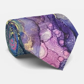 Kleurrijke Stippen Alcohol Ink Vloeibaar Abstract Stropdas (Opgerold)