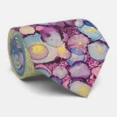 Kleurrijke Stippen Alcohol Ink Vloeibaar Abstract  Stropdas (Opgerold)
