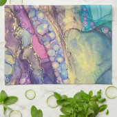 Kleurrijke Stippen Alcohol Ink Vloeibaar Abstract  Theedoek (Gevouwen)