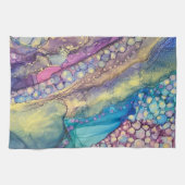 Kleurrijke Stippen Alcohol Ink Vloeibaar Abstract  Theedoek (Horizontaal)