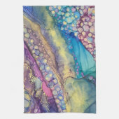 Kleurrijke Stippen Alcohol Ink Vloeibaar Abstract  Theedoek (Verticaal)