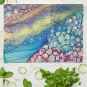 Kleurrijke Stippen Alcohol Ink Vloeibaar Abstract  Theedoek (Gevouwen)