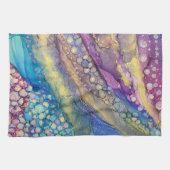 Kleurrijke Stippen Alcohol Ink Vloeibaar Abstract  Theedoek (Horizontaal)