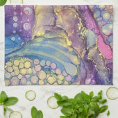 Kleurrijke Stippen Alcohol Ink Vloeibaar Abstract  Theedoek (Gevouwen)