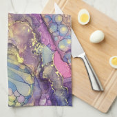 Kleurrijke Stippen Alcohol Ink Vloeibaar Abstract  Theedoek (Quarter Fold)