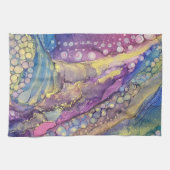 Kleurrijke Stippen Alcohol Ink Vloeibaar Abstract  Theedoek (Horizontaal)