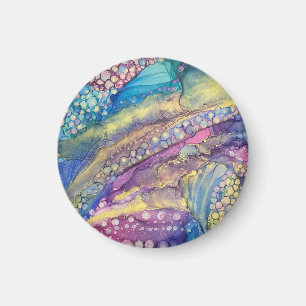 Kleurrijke Stippen Alcohol Ink Vloeibare Abstracte Magneet
