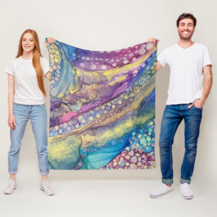 Kleurrijke Stippen Alcohol Inkt Vloeibare Abstract Fleece Deken