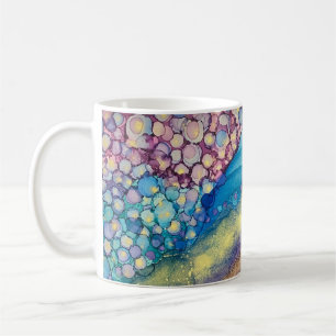 Kleurrijke Stippen Alcohol Inkt Vloeibare Abstract Koffiemok