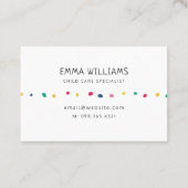 Kleurrijke Stippen Babyzittend Visitekaartje (Achterkant)