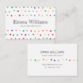 Kleurrijke Stippen Babyzittend Visitekaartje (Voorkant / Achterkant)