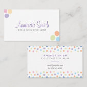 Kleurrijke Stippen Babyzittend Visitekaartje (Voorkant / Achterkant)