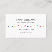 Kleurrijke Stippen Babyzittend Visitekaartje (Achterkant)