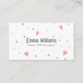 Kleurrijke Stippen Babyzittend Visitekaartje (Voorkant)