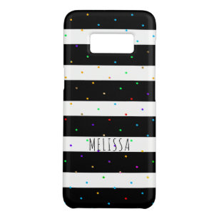 Kleurrijke Stippen boven zwarte en witte strepen Case-Mate Samsung Galaxy S8 Hoesje