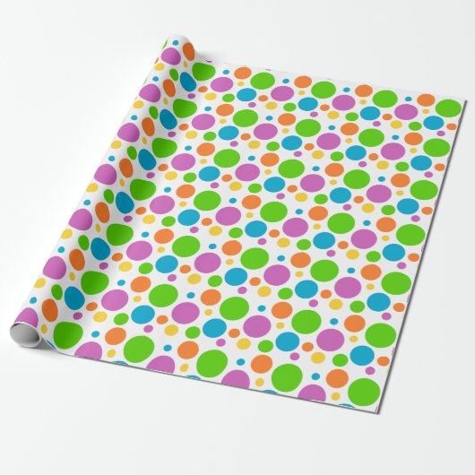 Kleurrijke Stippen Cadeau Cadeaupapier (Uitgerold)