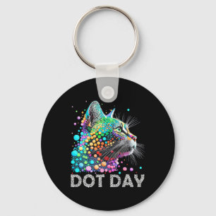 Kleurrijke Stippen Cat Lover Happy Dot Day Shirten Sleutelhanger