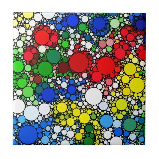 Kleurrijke Stippen cirkelpatroon Tegeltje (Voorkant)