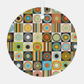 Kleurrijke stippen, cirkels, strepen achtergrond. glas ornament (Achterkant)