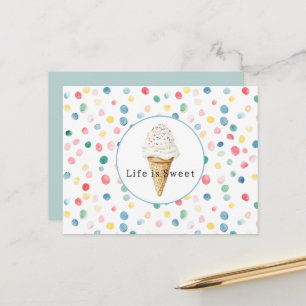 Kleurrijke Stippen Confetti Ijsje Zoet Leven  Briefkaart