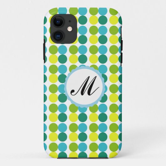 Kleurrijke Stippen Custom Monogram iPhone case bla (Achterkant)