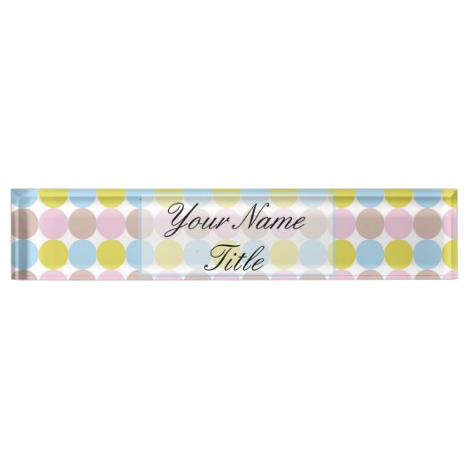Kleurrijke Stippen Desk Naamplaat Aangepaste Naam  Naambordje (Voorkant)