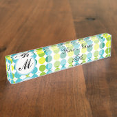 Kleurrijke Stippen Desk Nameplate Custom Monogram Naambordje (Zijkant)