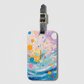 Kleurrijke Stippen druipt Spletters Bagagelabel (Voorkant (verticaal))