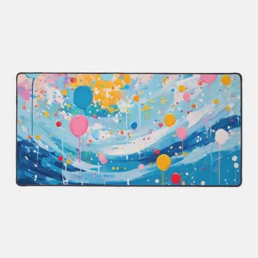 Kleurrijke Stippen druipt Spletters Bureaumat (Voorkant)