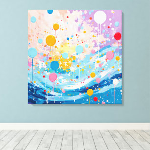 Kleurrijke Stippen druipt Spletters Canvas Afdruk